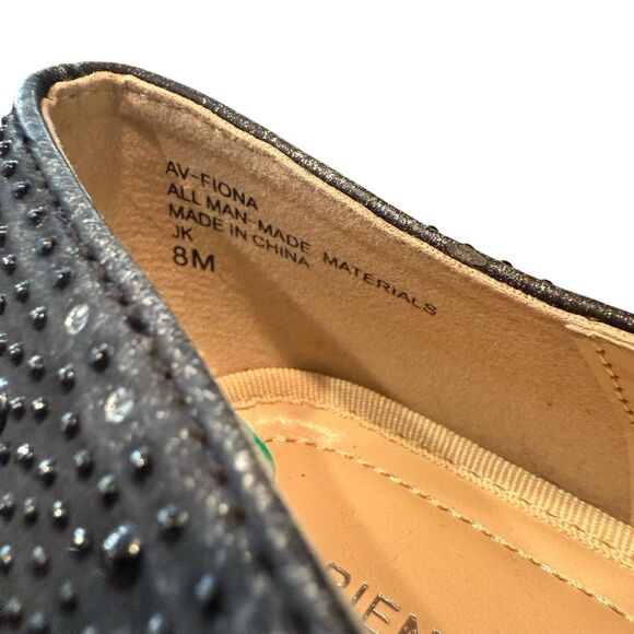 Adrienne Vittadini Shoes Womens 8M Fiona Slip On Pump Black Faux Leather Studded - Picture 7 of 7